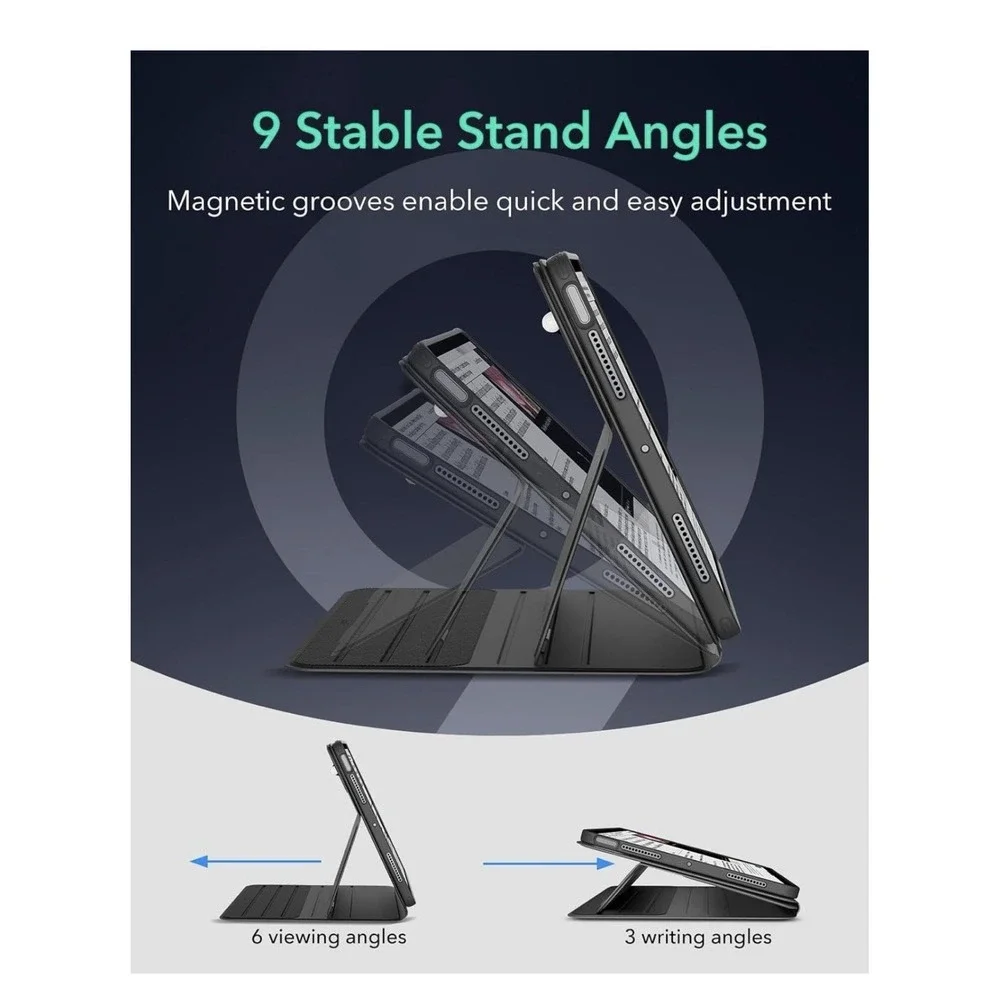 ESR iPad Air 11 Inch M4 M2 Case Magnetic Removable Stand Black Minimalist Tech